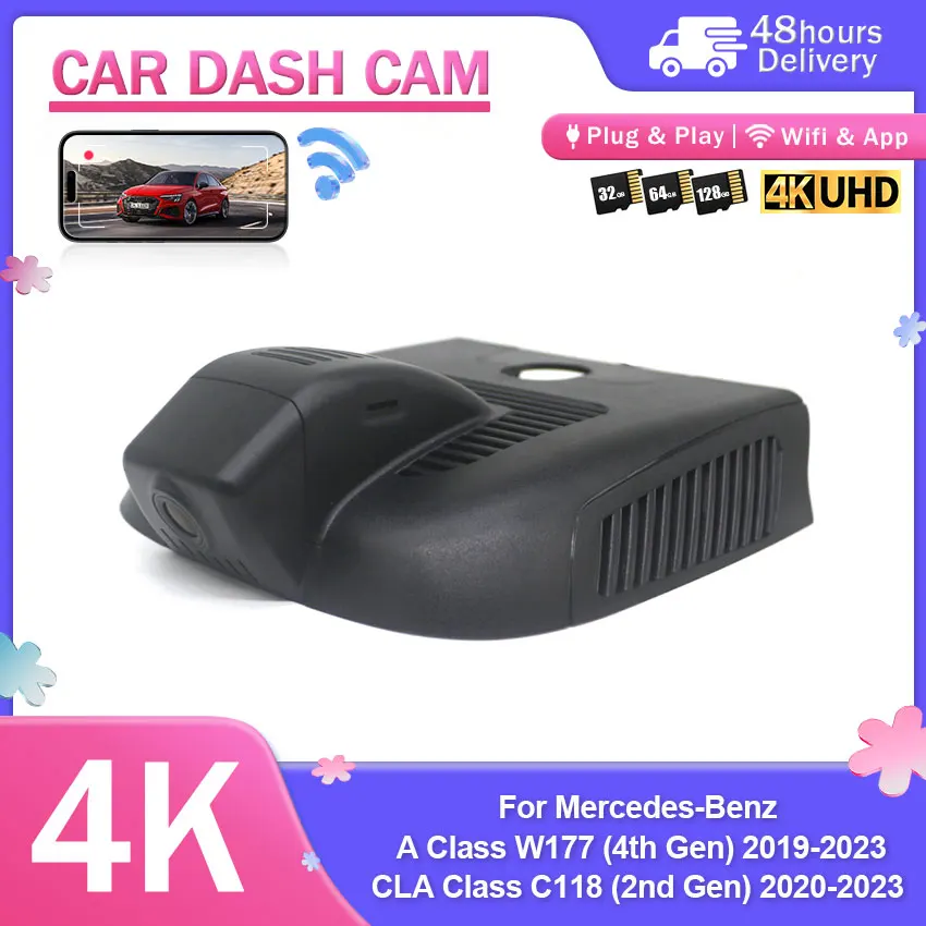 Car DVR 4K Wifi Video recorder dashcam For Mercedes-Benz A Class W177 (4th Gen) 2019-2023/ CLA Class C118 (2nd Gen) 2020-2023