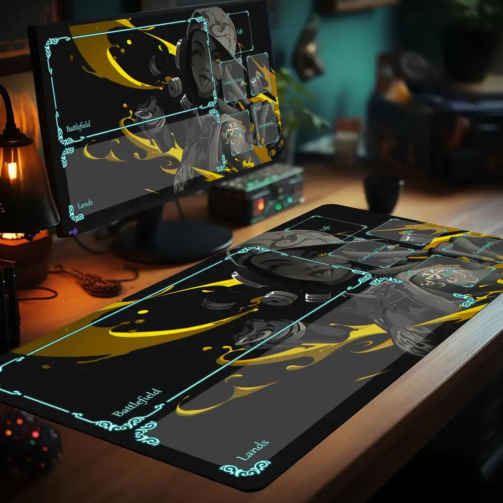 سجادة ألعاب بطاقة Playmat سحرية جديدة مع موضوع شخصية شجاعة للمنطقة، سجادة لعب mtg، سجادة ألعاب، سجادة لعب كوماندر باتل #3