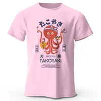 Japanese Octopus Chef Printed 100% Cotton T-Shirt, Soft & Breathable Round Neck Short Sleeve Tee, Unisex Fun & Cultural Style