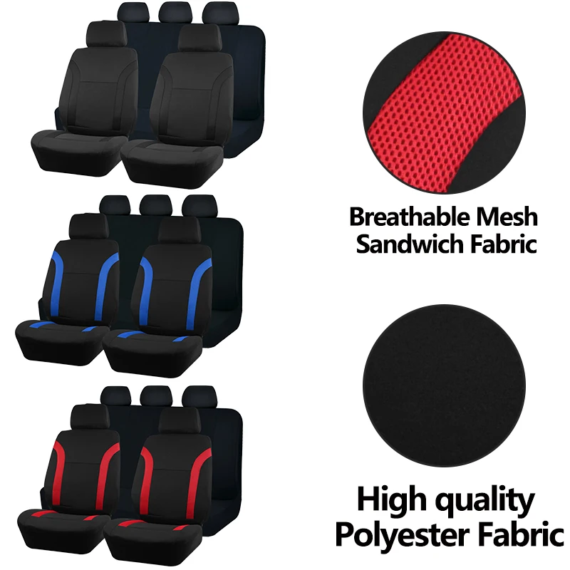 

AUTO PLUS Breathable Switch Mesh Seat Car Cover Polyester Cloth Universal Size Sporty Design Full Set Fit for Most Car SUV Truck