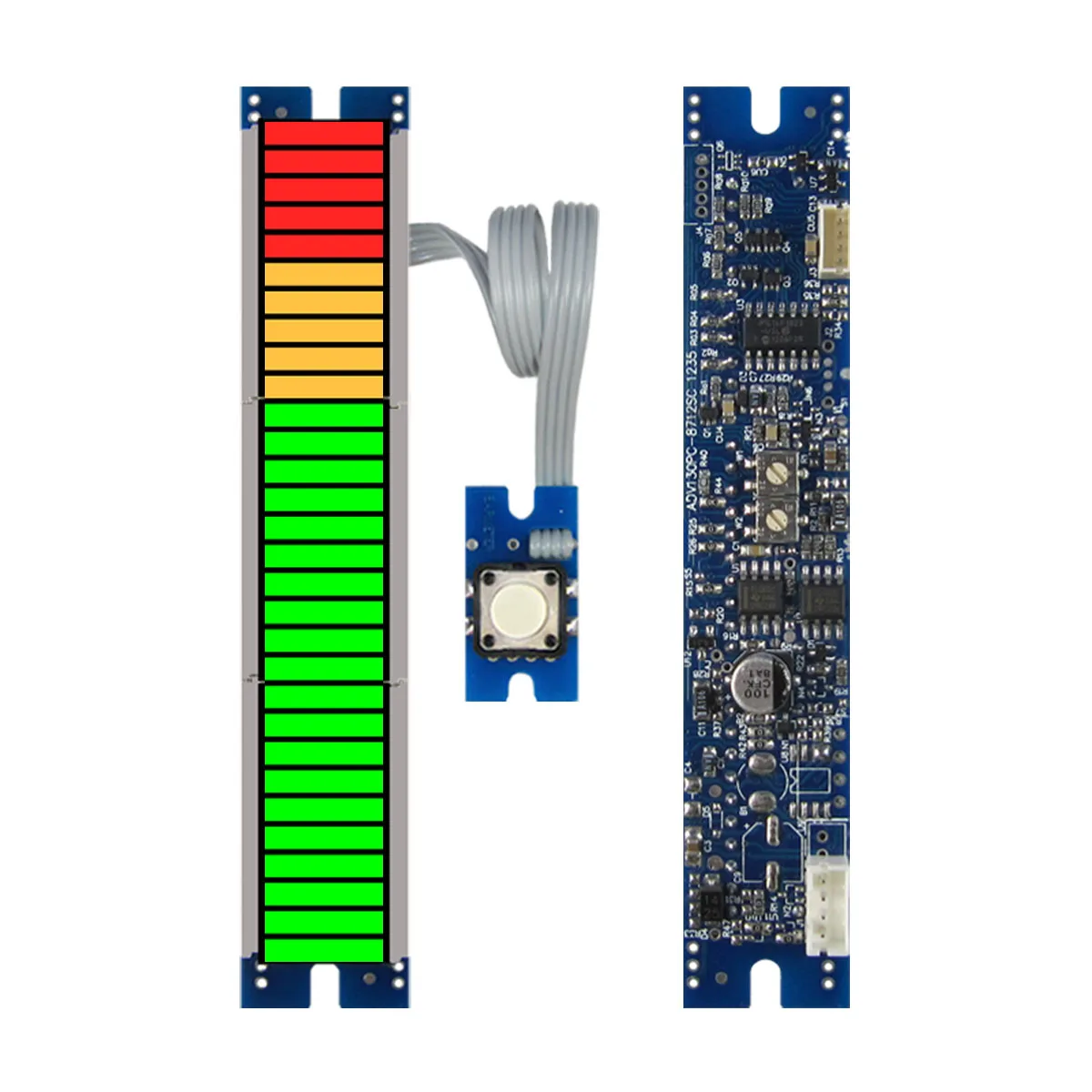 30seg LED Bargraph Module Audio Meter with Peak-hold and bar or dot dispaly by keyboard, DC5V Power supply, 20G+5Y+5R