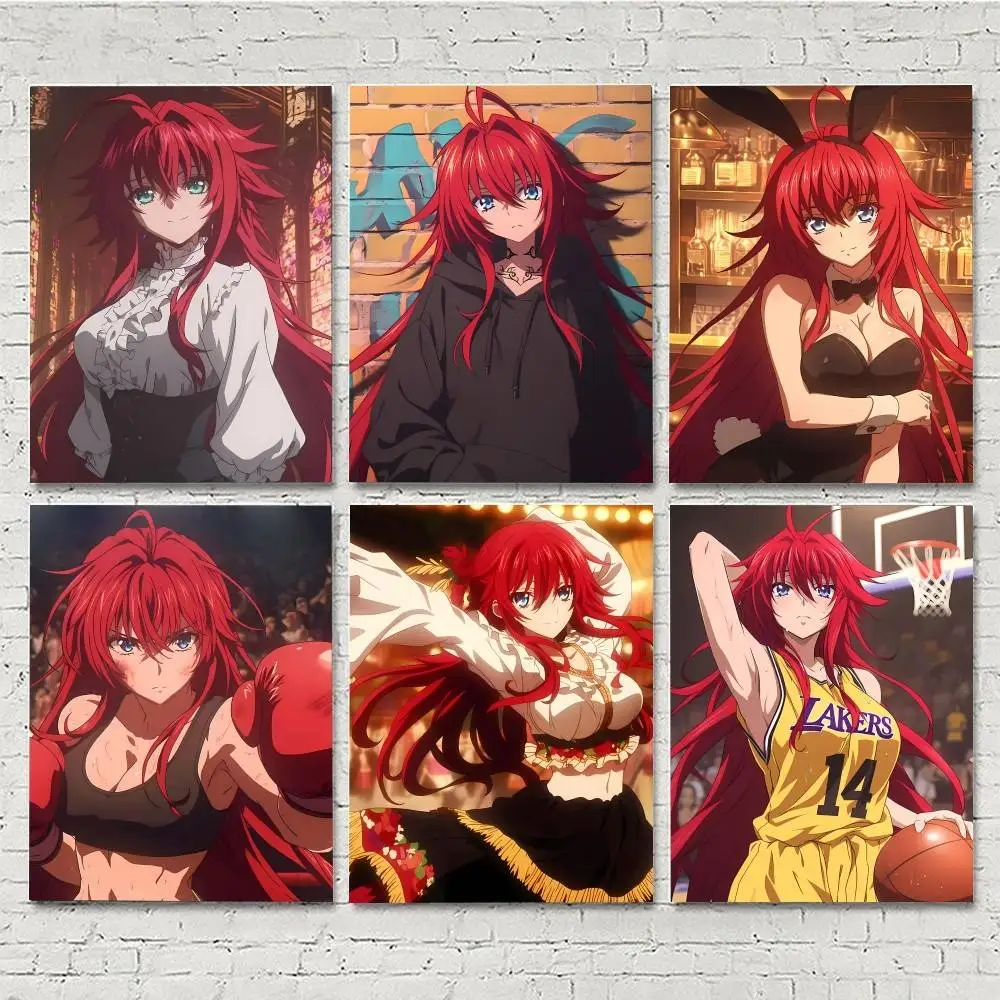 Red R-Rias G-Gremory Anime Girls Posters HD Print Vintage Wall Art Decor for Home Study Room