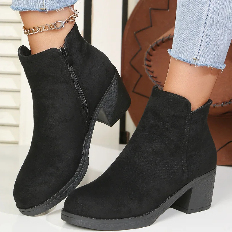 Fashion Med-Heel Women Short Boots Casual Thick Soled Warm Winter Anti-Slip Ankle Boots Multiple Colors Shorts Shoes for Women