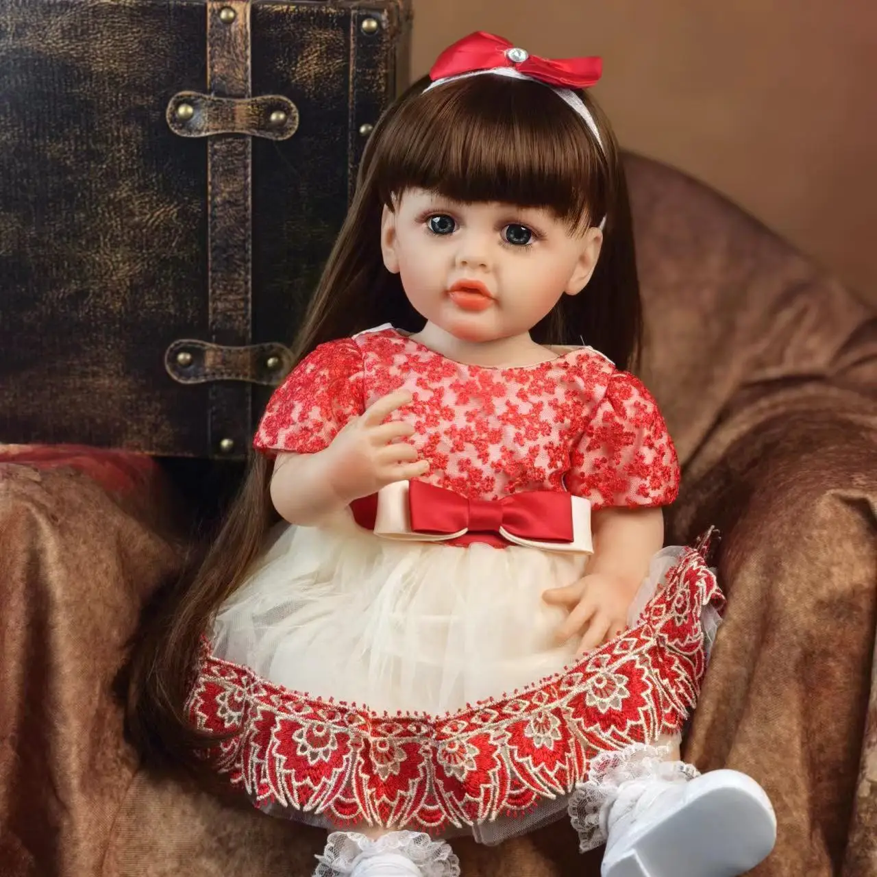 

Lifelike Princess Reborn Baby Doll Realistic 55 cm Full Silicone Vinyl Newborn Baby Doll Kids Playmates Early Educational Toy