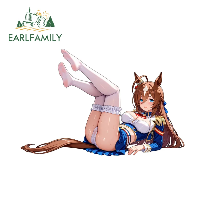 

EARLFAMILY очаровательные лежачие пушистые лошади для девочек, автомобильные наклейки, привлекательные наклейки Waifus Aquaflask, солнцезащитный крем, устойчивая к царапинам автомобильная этикетка