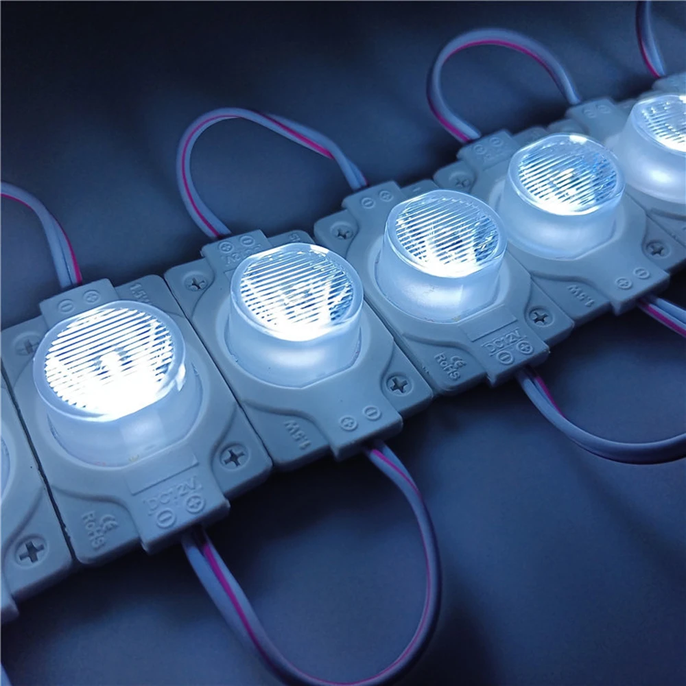 

12V 24V 100pcs 3030 1.5W Injection LED Module String with Lens 48 x 28mm IP65 Waterproof Advertising Light Sign Backligh