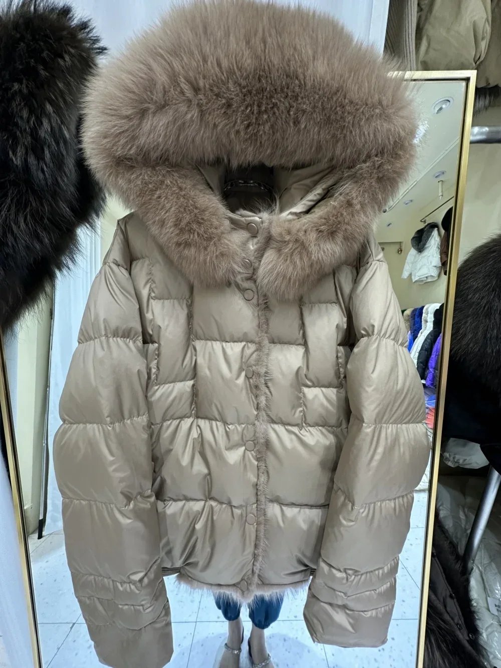 2024 Winter White Hooded New European Fashion Real Fox Fur Coat for Women Autumn Natural Mink Fur Outwear Duck Down Jacket