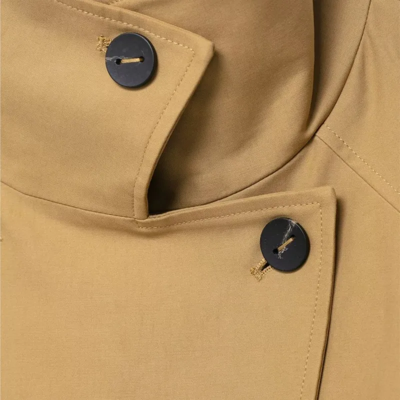 

2025 Autumn New Minimalist Chic Stand-Collar Loose Long-Sleeve Cropped Trench Coat Solid Coats Windbreaker Daily Jackets