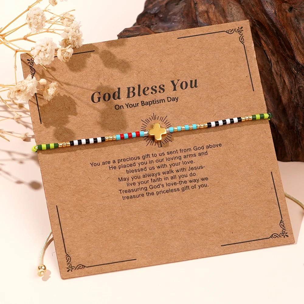 Go2Boho Simple Beaded Bracelets for Women Boho Style Thin Pulseras Cross Heart Charm Jewelry Miyuki Seed Beads Bracelet