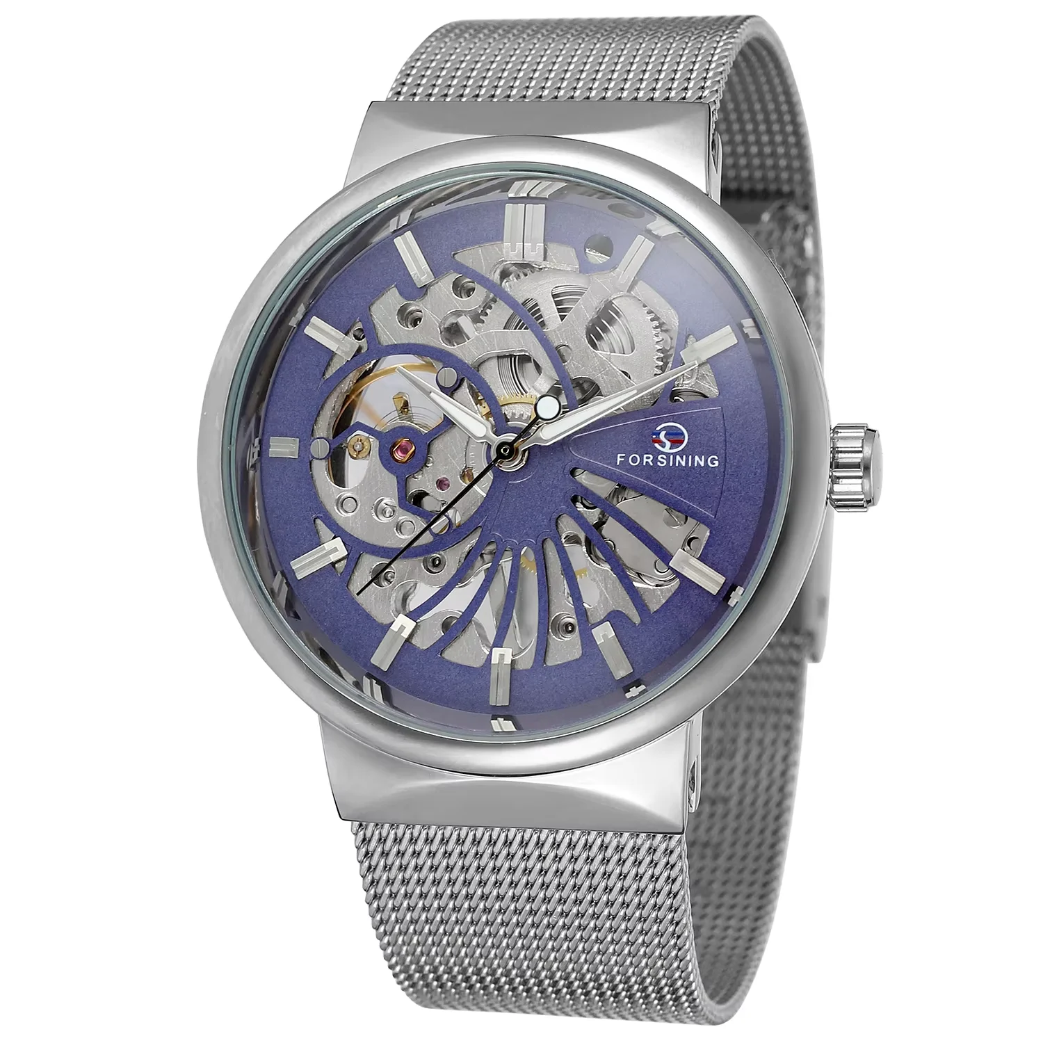 

FORSINING nail scale mechanical watch leisure hollow mechanical watch mesh steel band men's and women's watch