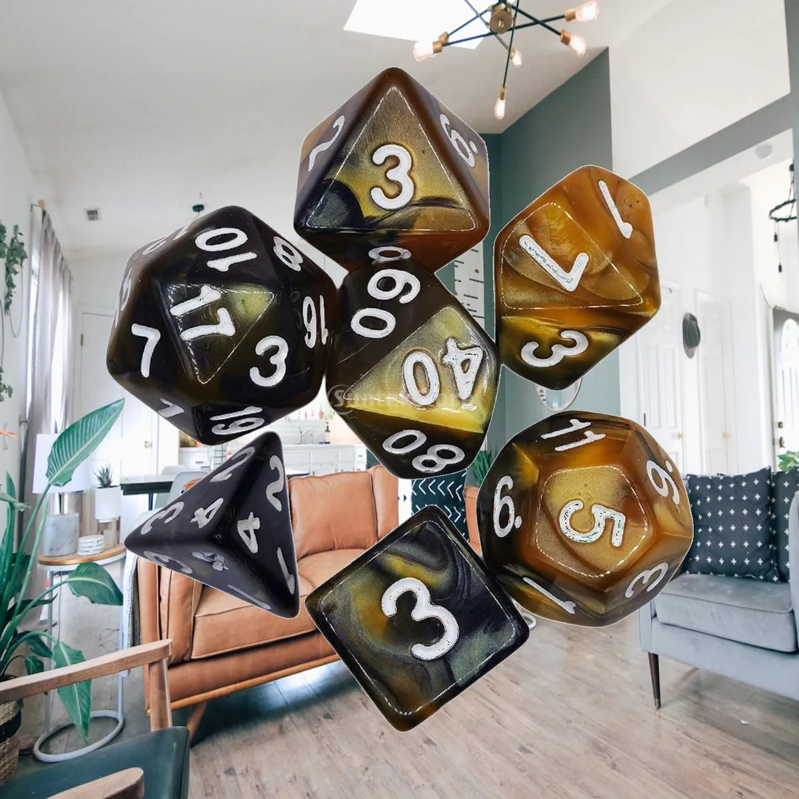 Clear Number Polyhedral Dices Acrylic Gaming Dice Set for D&D Tabletop Card Games Math Teaching Gifts