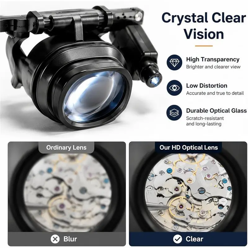 ABVJ-ABS ABVJ-ABS Shell Headband Magnifying Glasses With 2 LED Lights, 8 Interchangeable Optical Lenses, Hands Free Design - Aliexpress Deal