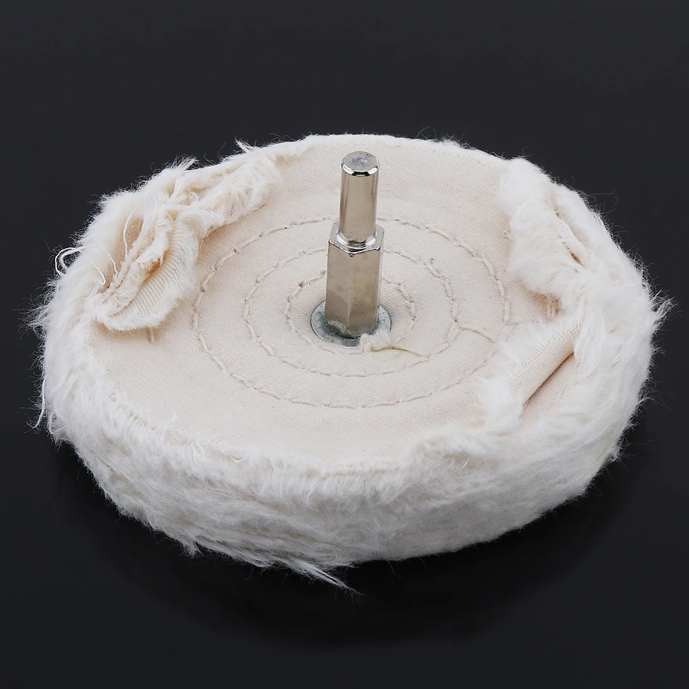 4 Inch 100mm Cylindrical White Cloth Polishing Wheel for Surface Polishing / Grinding with Diameter 6mm Shank