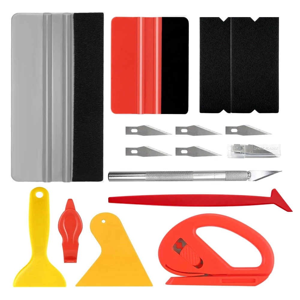 Kit de Ferramentas Profissional para Aplicação de Vinil e Papel de Parede: Espátula de Feltro, Cortador e Alisador de Bolhas para Envelopamento Automotivo e Películas para Janelas