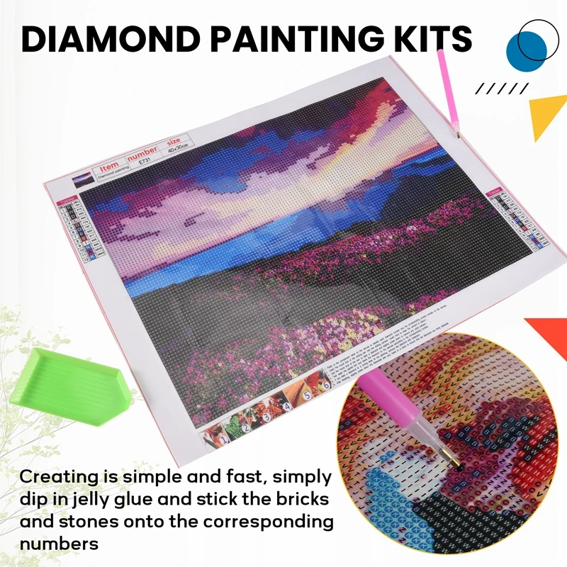 DIY 5D Diamond Embroidery Landscape Sunrise And Purple Flower Pattern Painting Rhinestones Diamond Kits D170