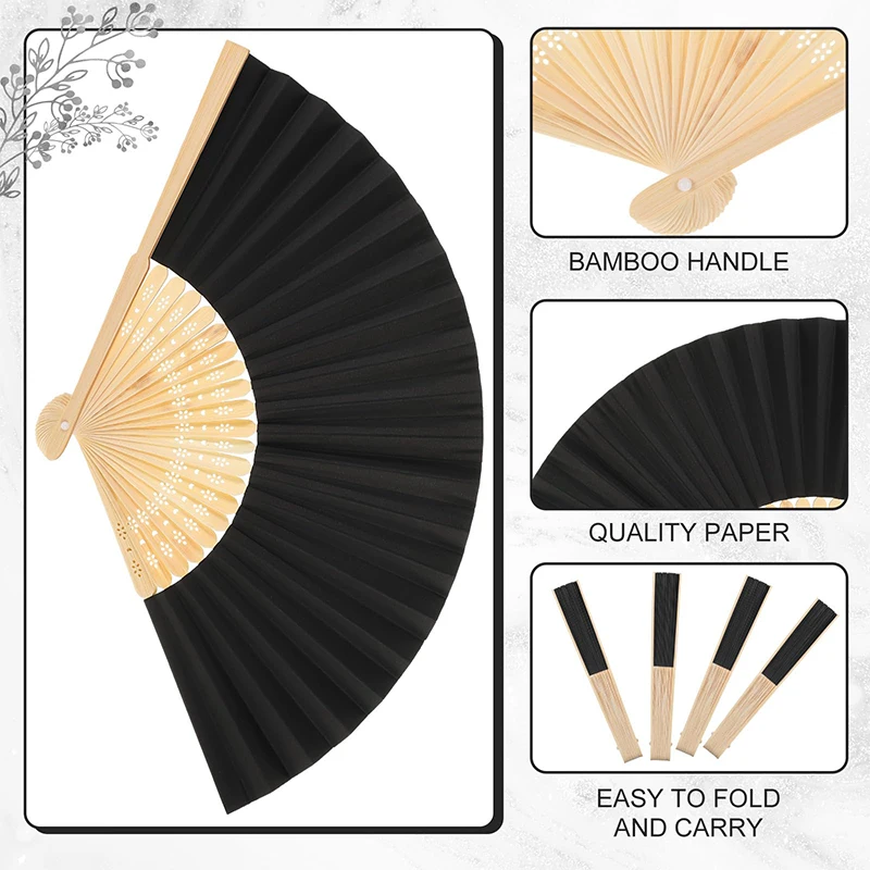 10/20/50Pcs Folding Fans Bamboo Handheld Craft Paper Foldable Chinese Fans for Weddings Bridal Dancing Church DIY Decoration