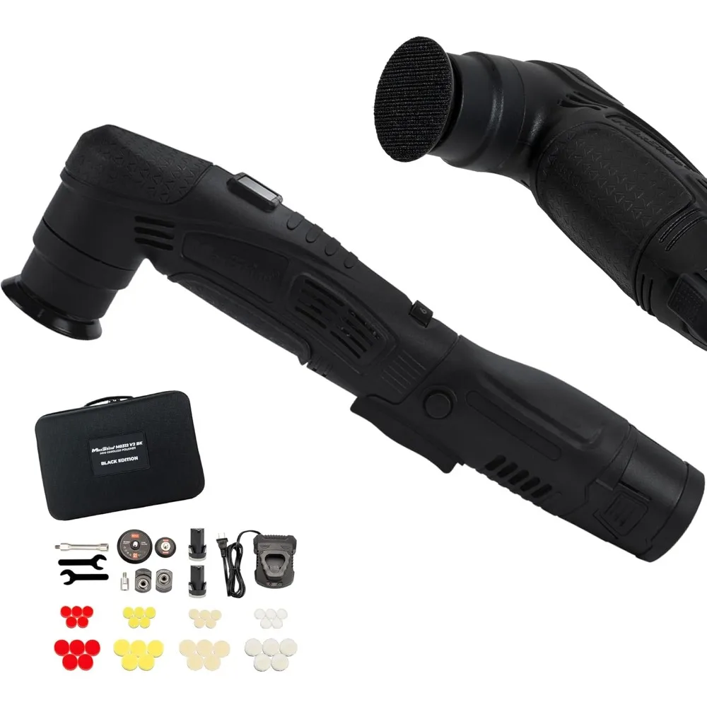 

Профессиональный портативный беспроводной полировщик M0312 V2 (черный), легкий, 1,93 фунта, портативный DA/поворотный автомобильный буфер, 6 скоростей