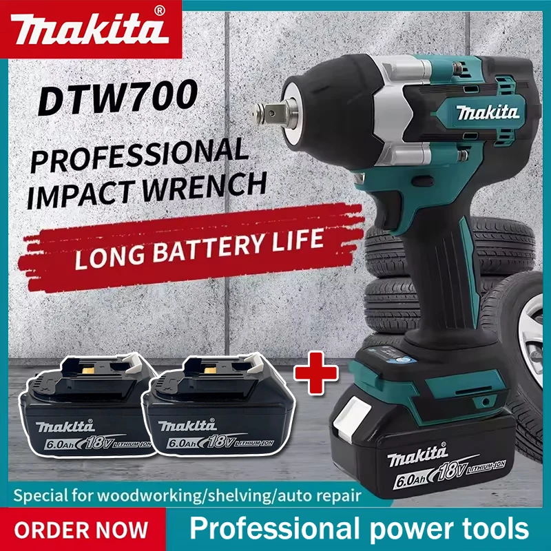 

Бесщеточный электрический гайковерт Makita DTW700 с высоким крутящим моментом, 18В, аккумуляторный, дрель-шуруповерт, перезаряжаемый электроинструмент, динамометрический ключ