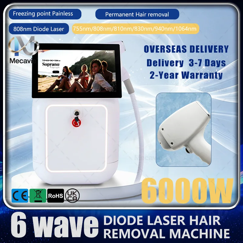 808Diode Laser Hair Removal Machine 755 940 1064nm Freezing Point Painless Permanent Hair Remover Salon Beauty Black Friday Deal