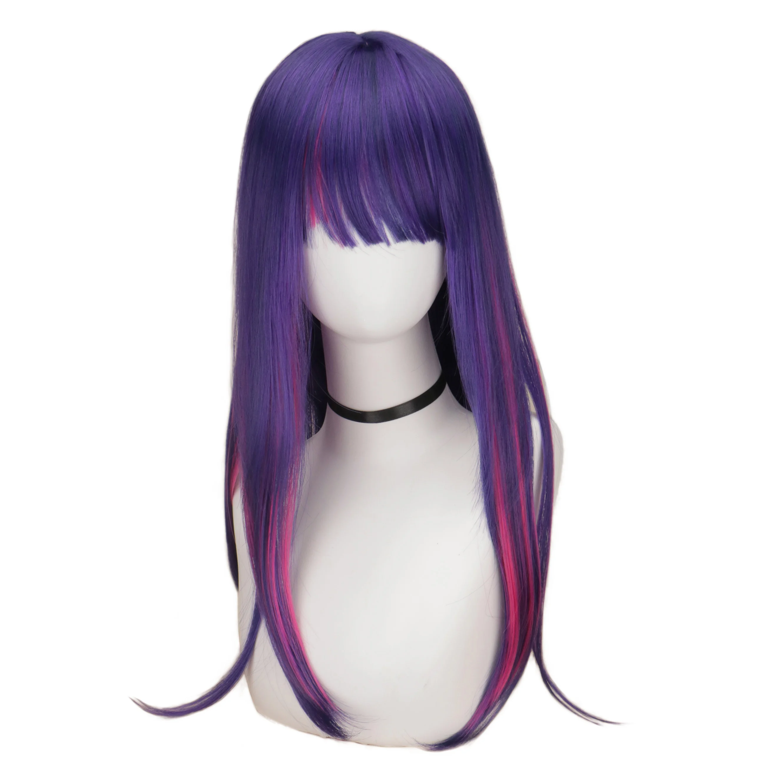 OSHI NO KO Hosh37- Perruque violette, cheveux longs et raides, faux cuir chevelu, accessoires de cosplay d'Halloween