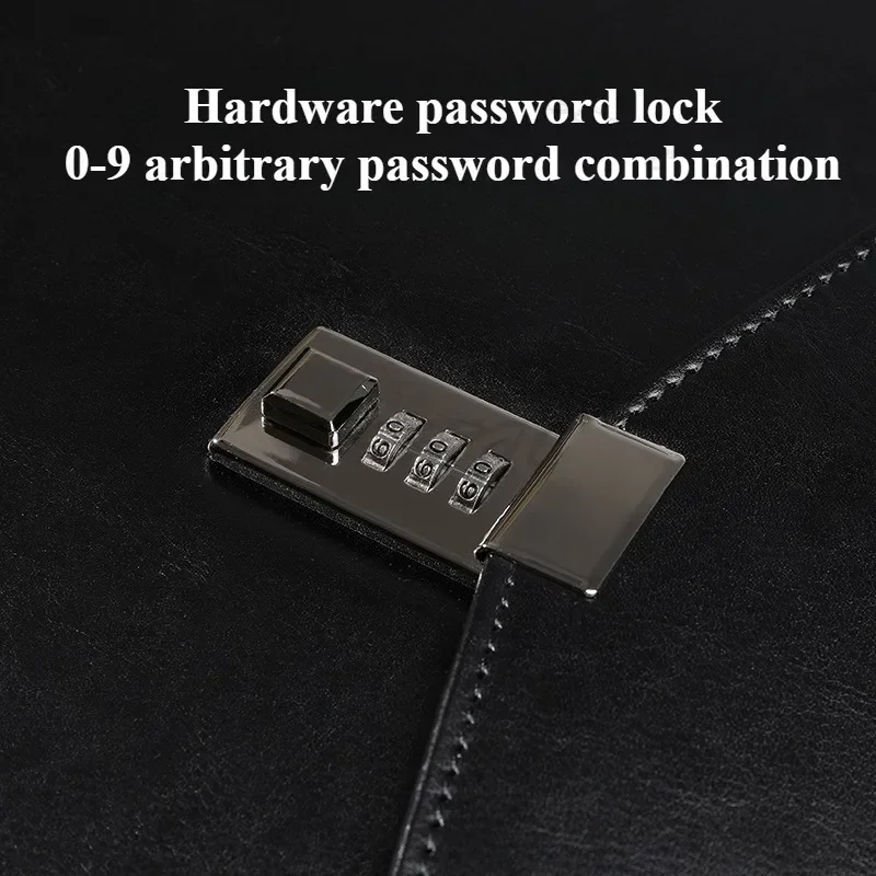 A4 Confidential Document Bag Portable Leather Password Lock Official Document Business Travel Manager Bag