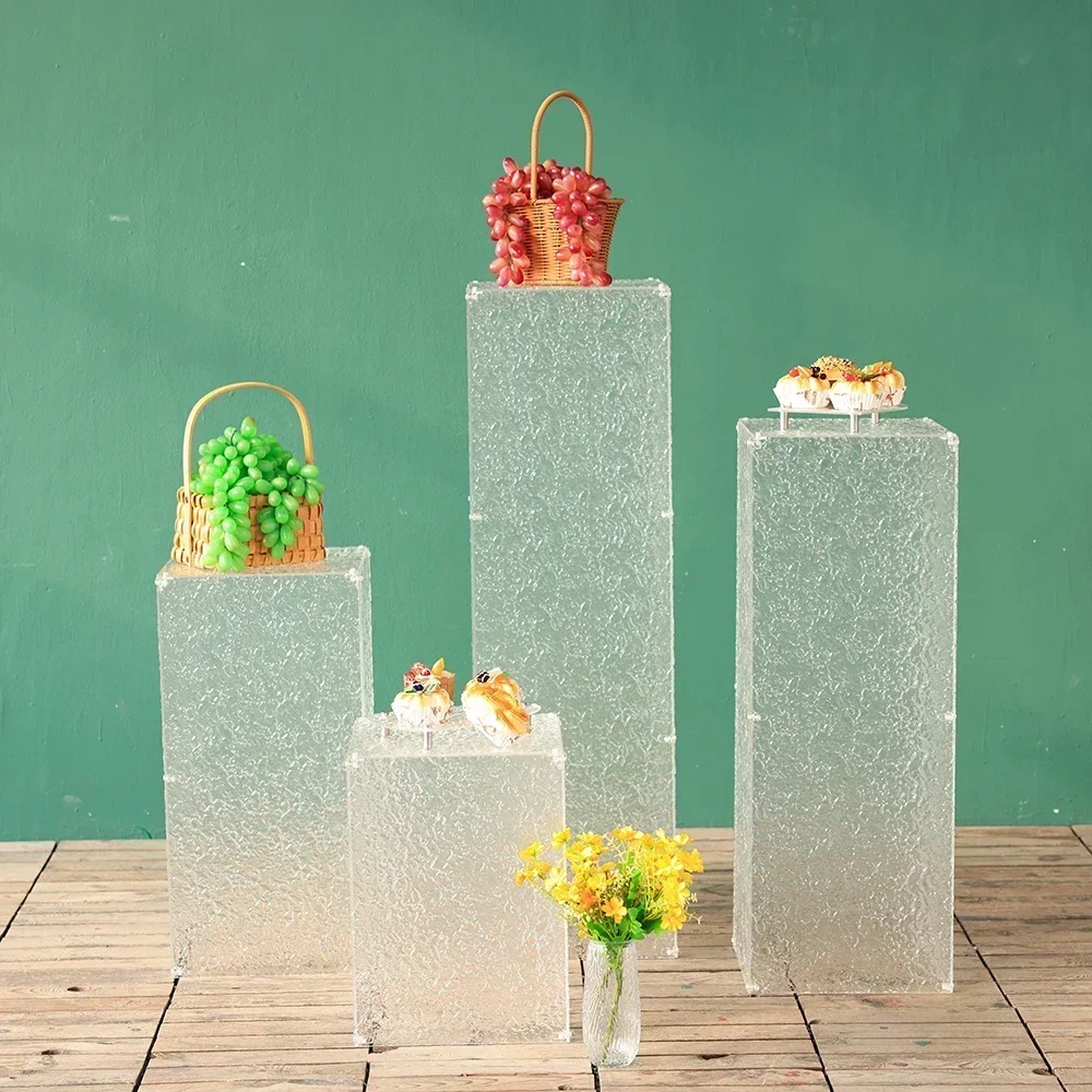 Wedding Party Backdrop Acrylic Removable Translucent Road Lead H40/60/80/100cm Cuboid Flower Stand Road Guide Display Frame