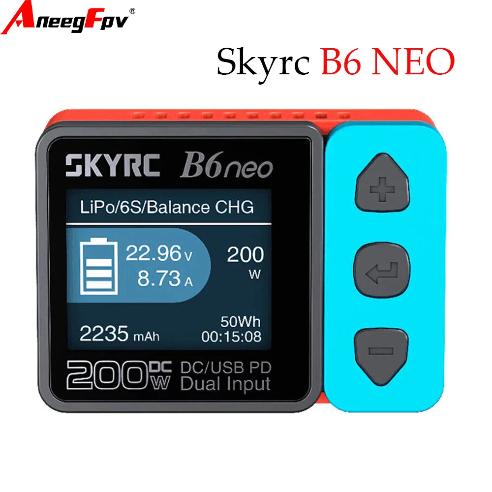 

SkyRC B6 NEO Smart Charger DC 200W PD 80W LiPo Battery Balance Charger SK-100198 Compact 6S Charger Discharger