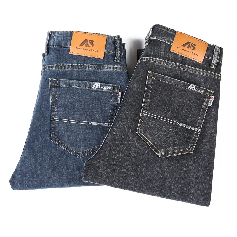 

Summer Thin Jeans Straight Leg Adult Gentleman Wide Leg Large Size Pants Spring and Autumn Man Men's Middle-aged Pants Men