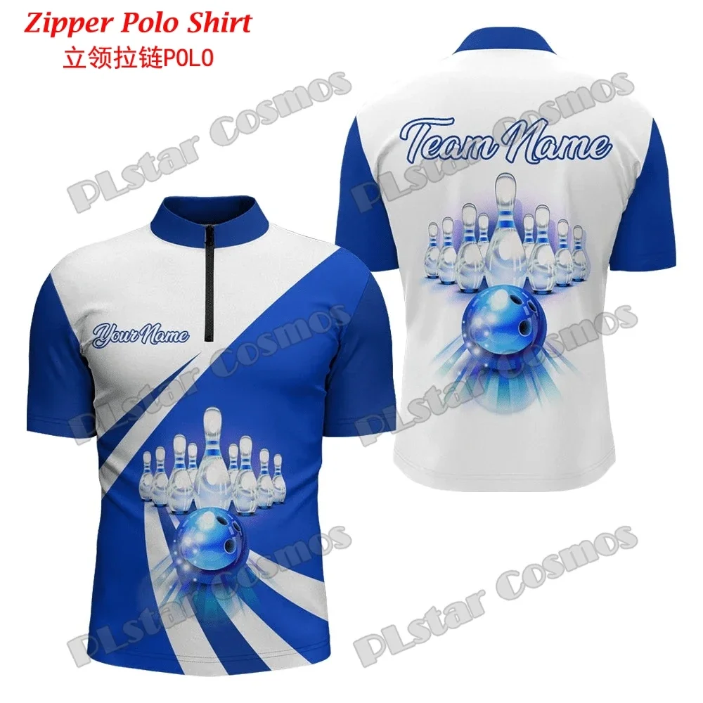 Immagine 6: Camicia da bowling da uomo Quarter Zip Camicia da bowling personalizzata con zip stampata in 3D Camicia casual unisex estiva Regalo per gli amanti della bowling PO57