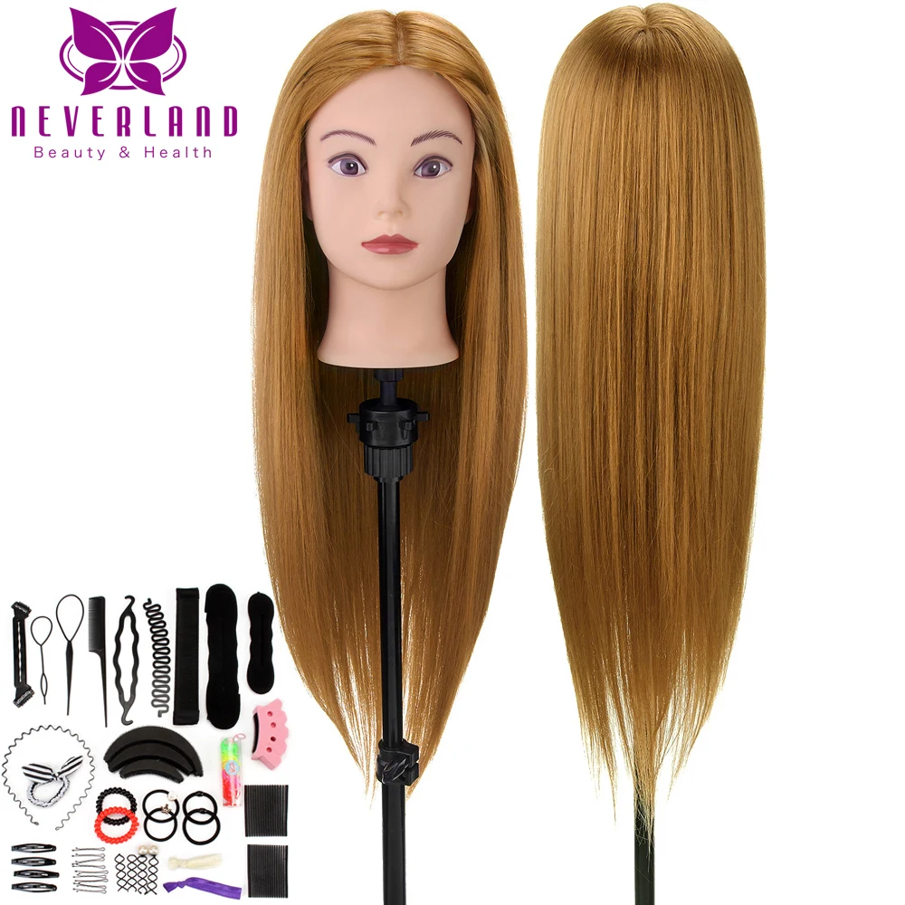 NEVERLAND Training Head Kit Mannequin Head for Wig 24 Inch Training Salon Practice Hairstyles Manikin Doll Head Styling Tool