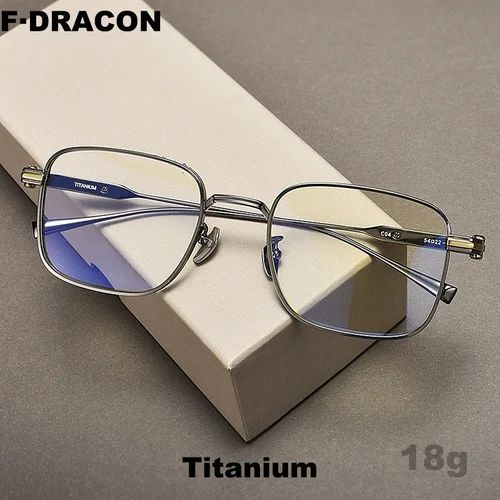Imagen 2 del producto F·DRACON-gafas ultraligeras para hombre, montura cuadrada de titanio puro, cara grande, marco completo, montura graduada óptica 80984