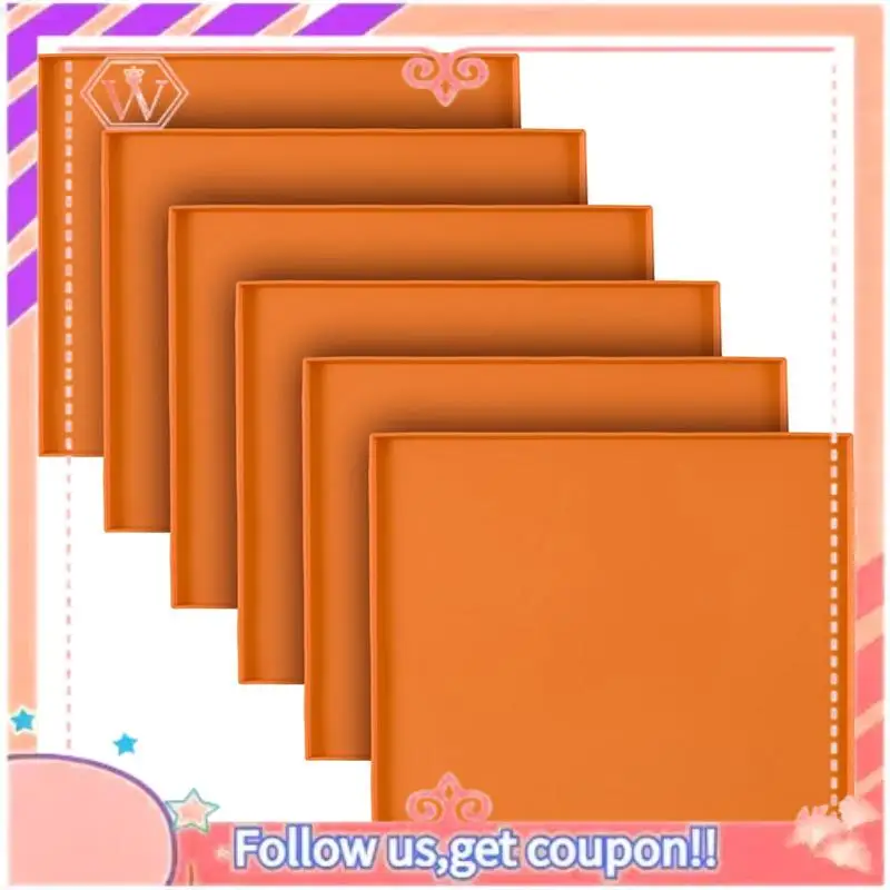 Bandejas deshidratadoras antiadherentes mejoradas con alfombrillas de silicona reutilizables con borde elevado naranja 6 piezas