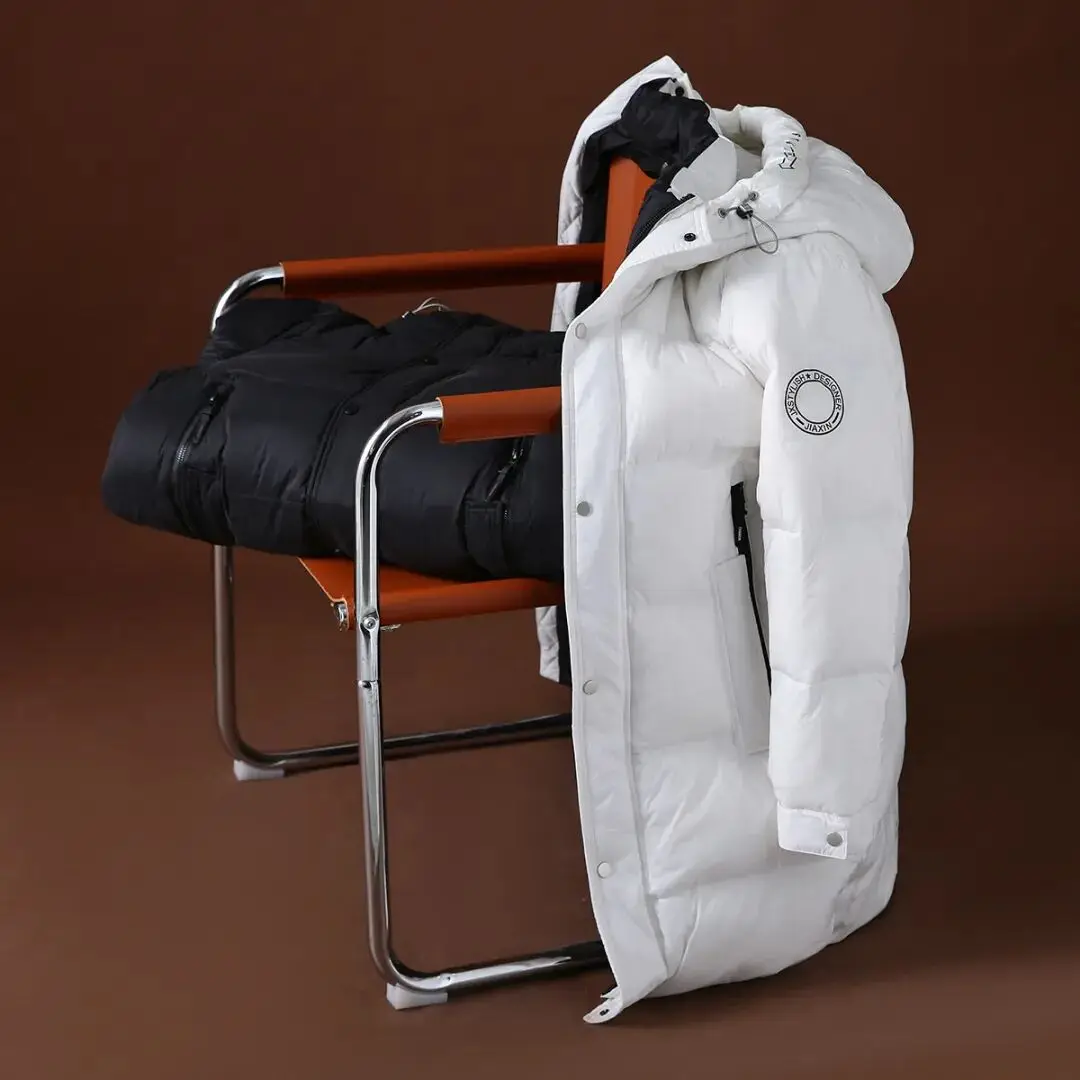 piumino Jaet con cappuccio di media lunghezza Thi caldo piumino d'oca resistente al freddo Cappotto invernale Capispalla da uomo Outdoor Sle impermeabile