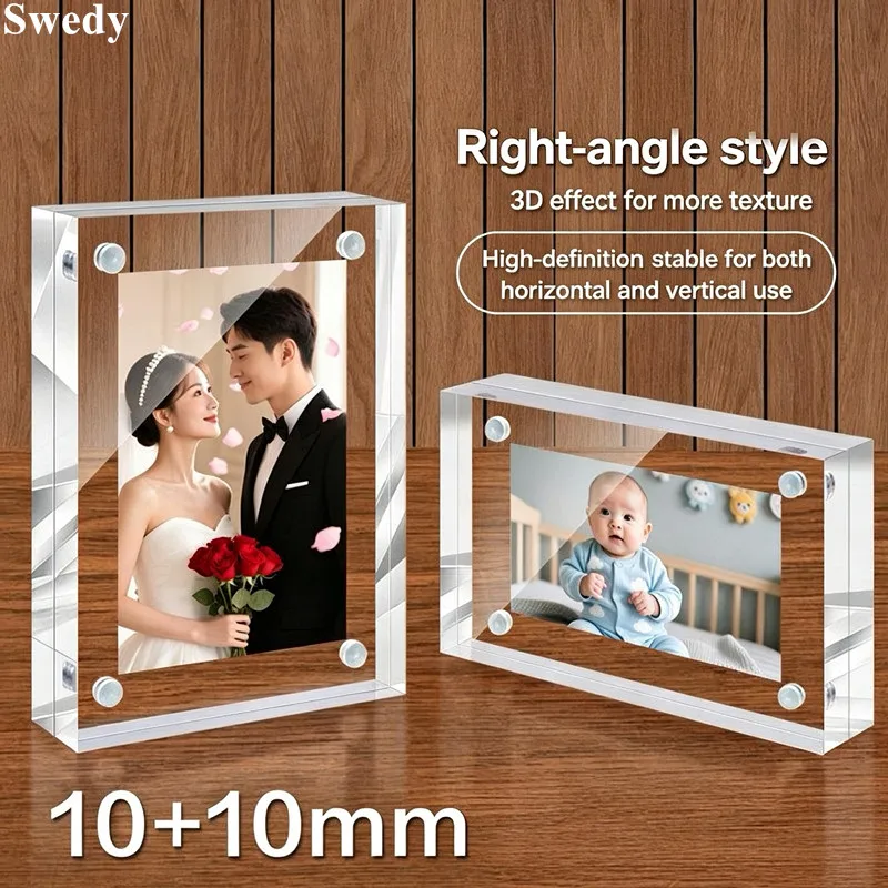 2 Pieces A5 148x210mm Magnetic Acrylic Sign Holder Display Stand Menu Paper Holder Wedding Family Baby Picture Photo Block Frame