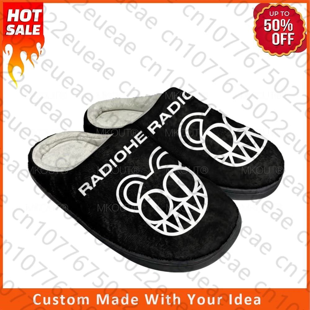 Radiohead Rock Band Home Cotton Custom Slippers Mens Womens Sandals Plush Bedroom Casual Keep Warm Shoes Thermal Slipper Black