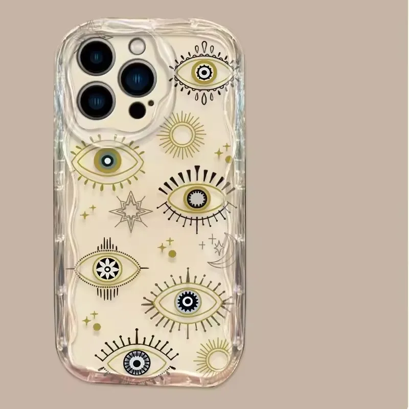 Wavy Edge TPU Phone Case For iPhone 17 16 15 14 13 12 11 Pro Xs Max Mini 8 7 Plus XR Air 17e 16e Fashion Mystical Evil Eye Cover view 3