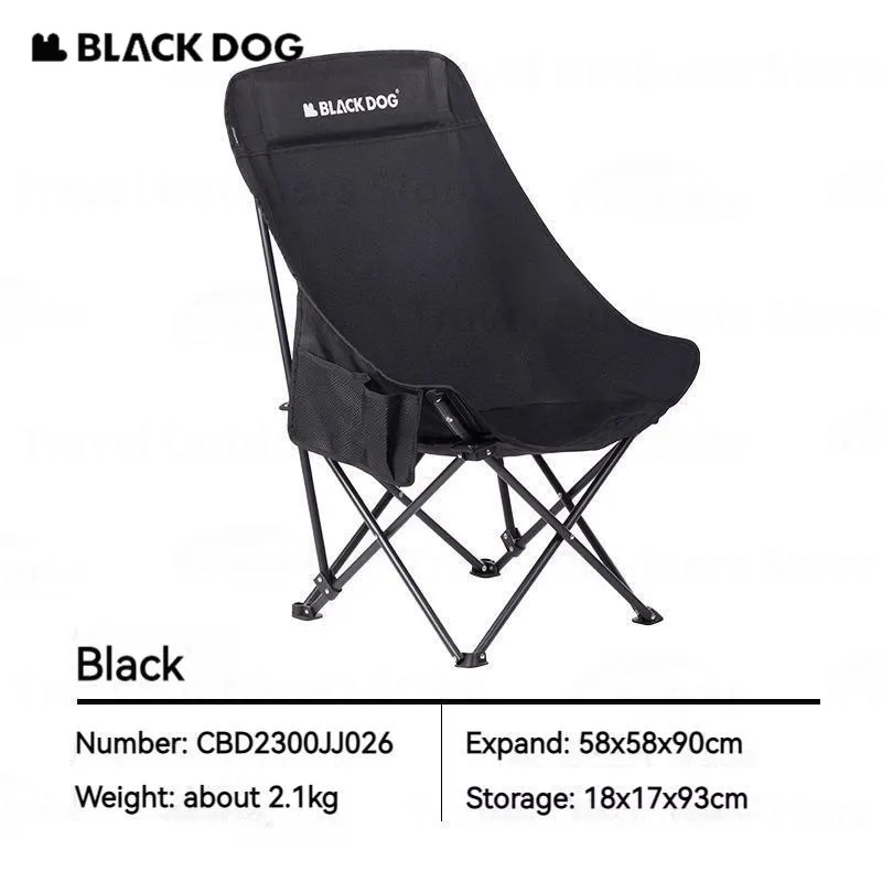 Naturehike BLACKDOG Folding Chair Camping High Back Moon Chair Outdoor Portable Fishing Beach Picnic Chair With Pockets