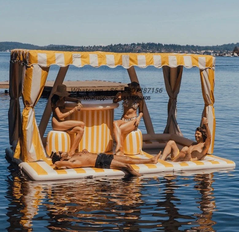 Relaxing Floating Island Inflatable Water Park Inflatable Island and Float Water Play Equipment Large Inflatable Float