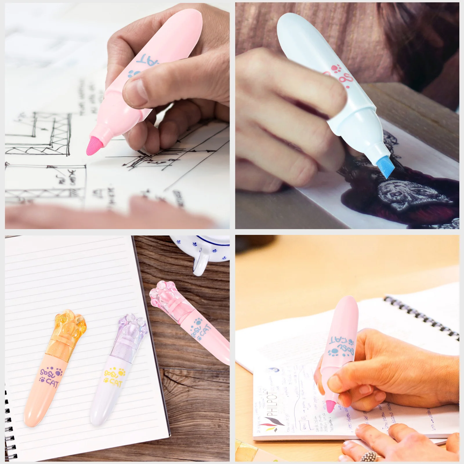 

6 Pcs Mini Highlighters Cartoon Student Pen Fluorescent Supplies for Markers Work Marking