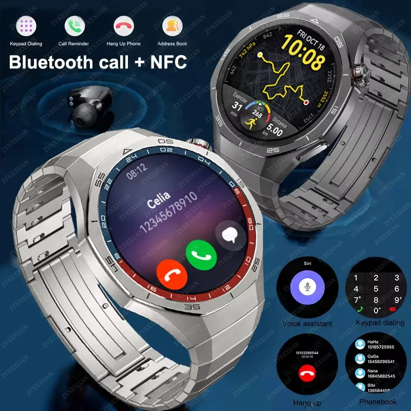 Para huawei relógio gt5 relógio inteligente masculino 5 pro amoled tela hd bluetooth chamada nfc gps monitoramento de saúde smartwatches 2025 novo