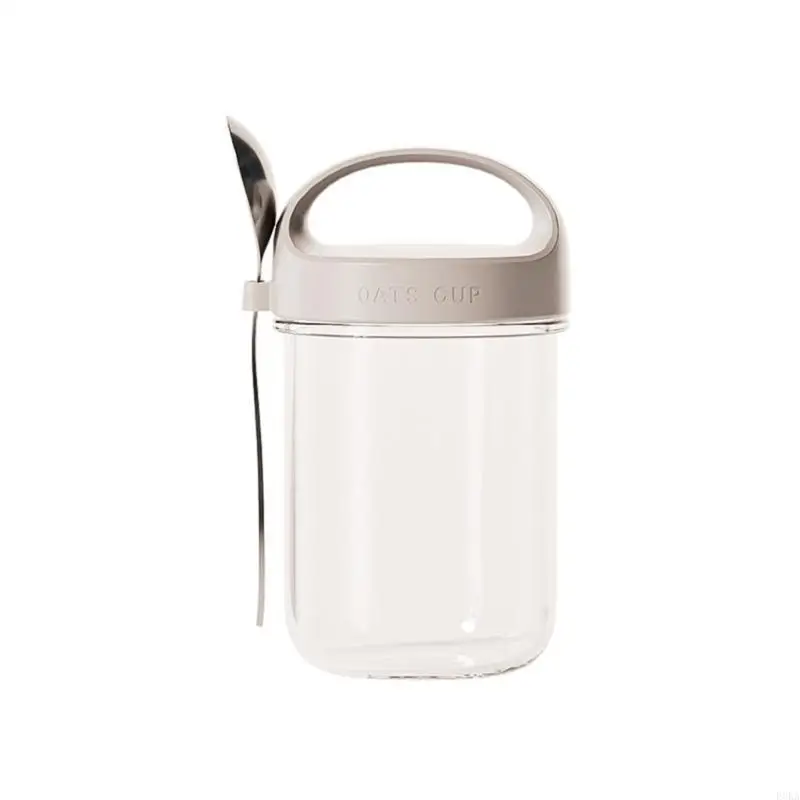 Multipurpose Kitchen With Spoon Dishwasher Safe Glass Jar Cereal Nut Yogurts Salad Cup Oatmeal Container