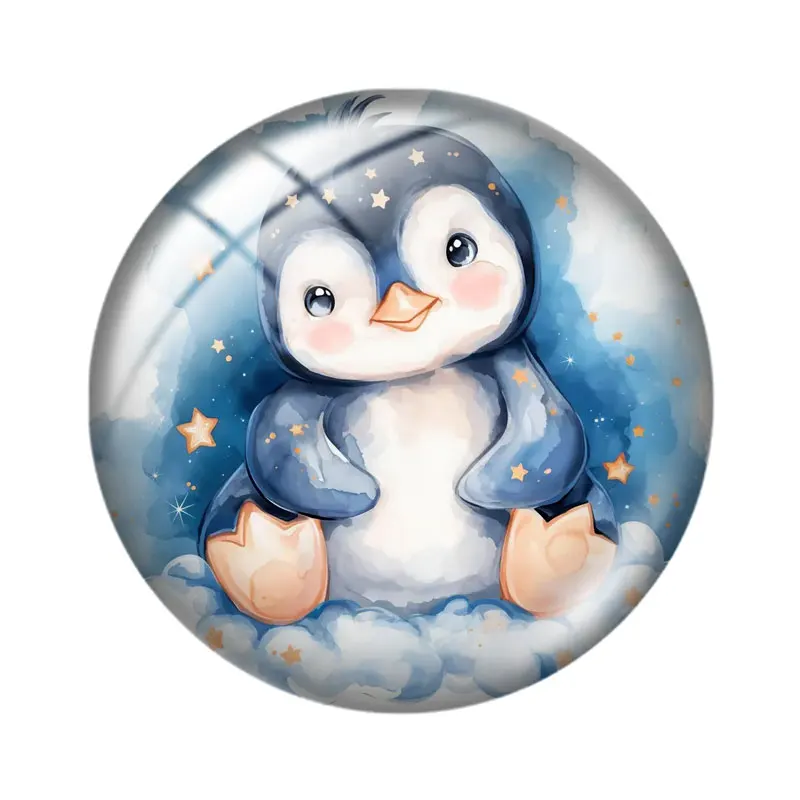 طفل البطريق Clipart حزمة 10p 12 مللي متر/18 مللي متر/20 مللي متر/25 مللي متر صورة مستديرة الزجاج كابوشون ظهر مسطح صنع النتائج مجوهرات #4