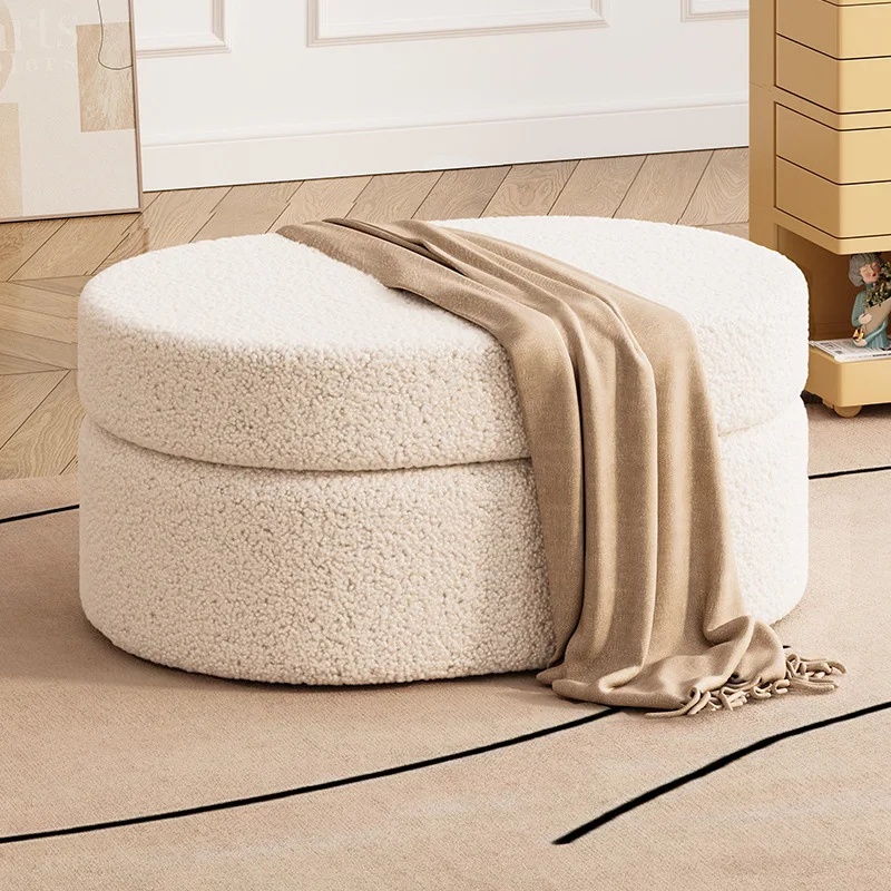 Nordic Style Living Room Furniture Entrance Hall Storage Shoe Changing Stool Comfortable Lamb's Wool Bedroom Dressing Stool