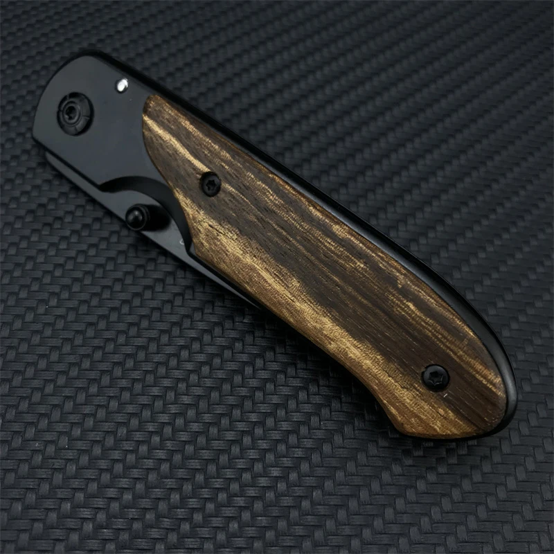 DA44 Flipper Assisted Folding Knife 5Cr13Mov Blade Stainless Steel Inlaid Colored Wood Handle Rescue Survival Pocket Knife