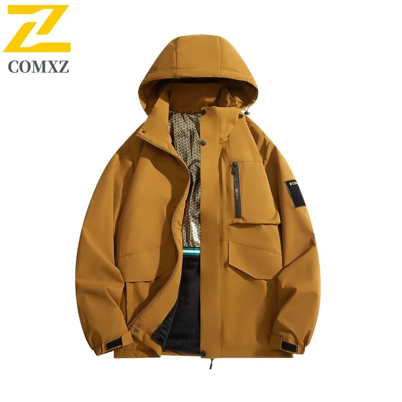 

COMXZ Men Padding Jacket High Quality Hooded Outdoor Adventure Thickened Warm Parka Casual Walk Lightweight Winter Cotton Coat