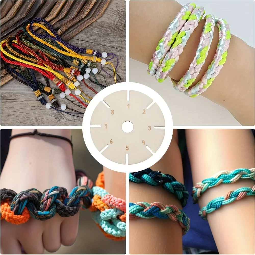 4pcs Bracelet Weaving Plate, Flower Shaped Wooden Plate, Bracelet Weaving Tools, Bead Thread Plate view 6