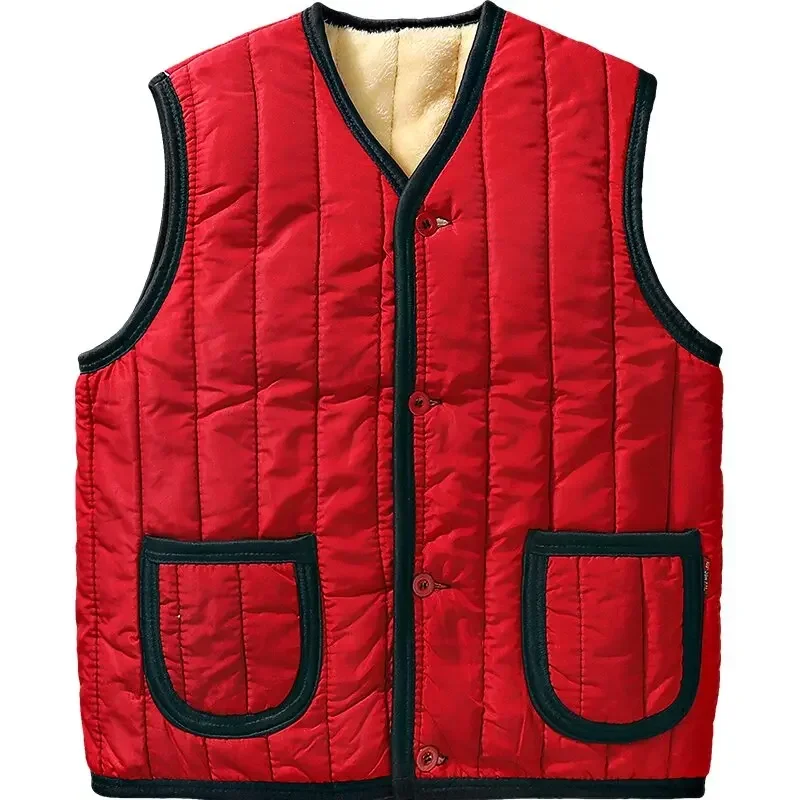 Hiver Plus polaire épaissir chaud coton gilet hommes cadeau pour père mari décontracté ample confortable sans manches veste hommes vêtements