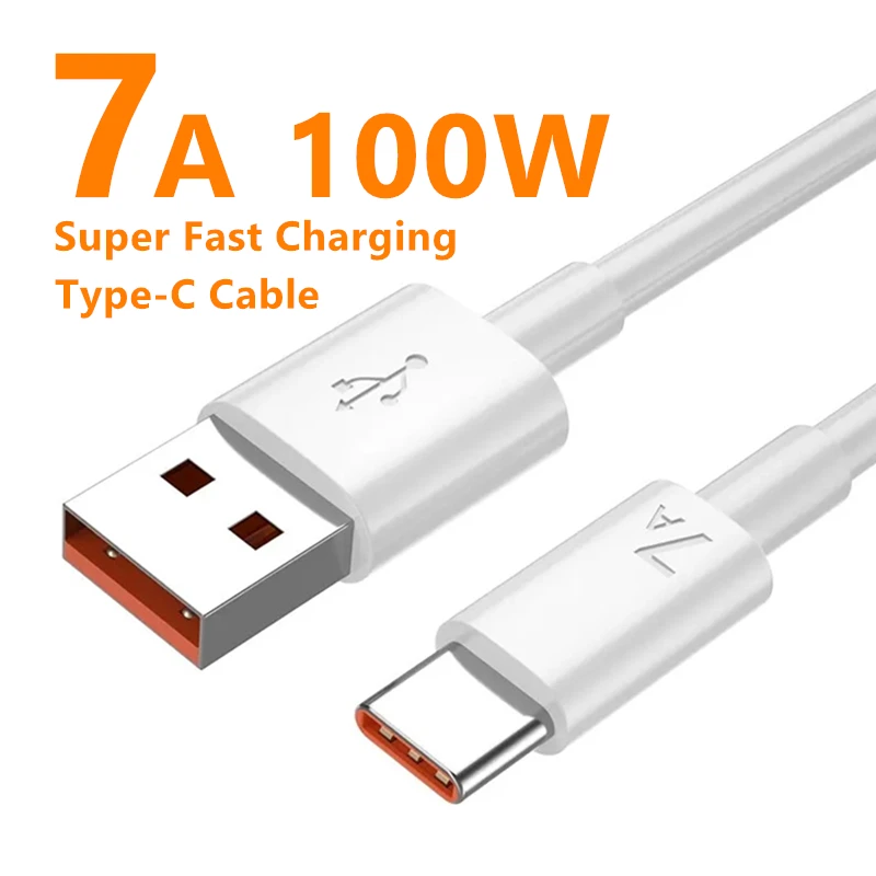 Cable de carga USB tipo C para móvil, cargador súper rápido, 7A, 100W, para Huawei Mate 60, 50 Pro, P60, Nova 9, 10, Honor, Xiaomi Redmi POCO