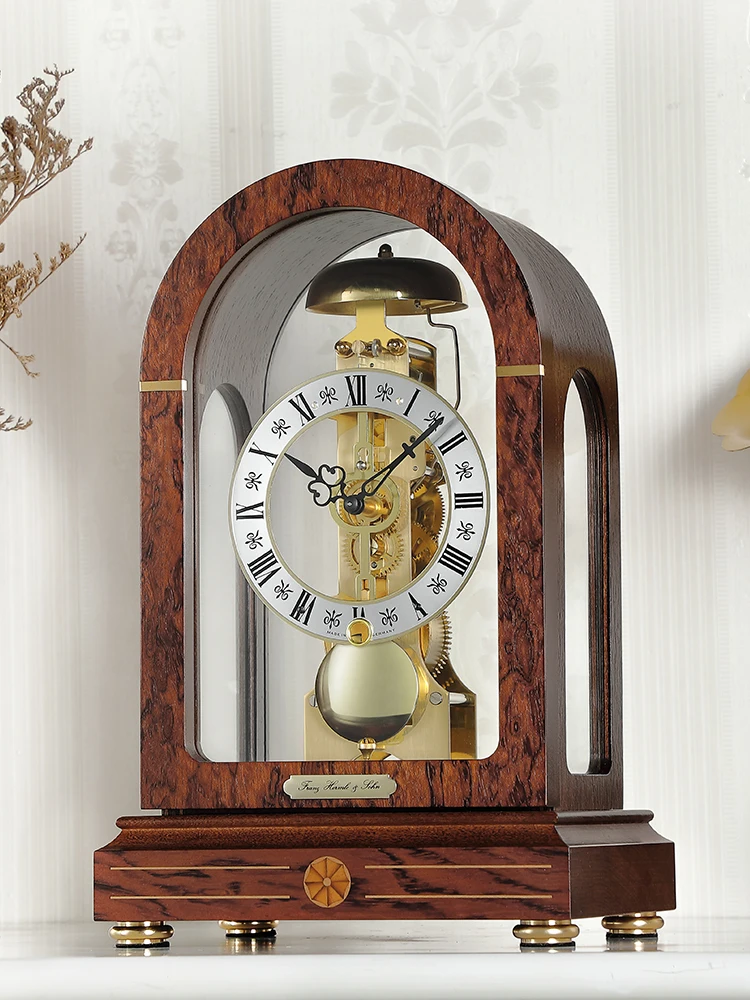 Mechanical clock retro light luxury decoration living room home European style seat clock