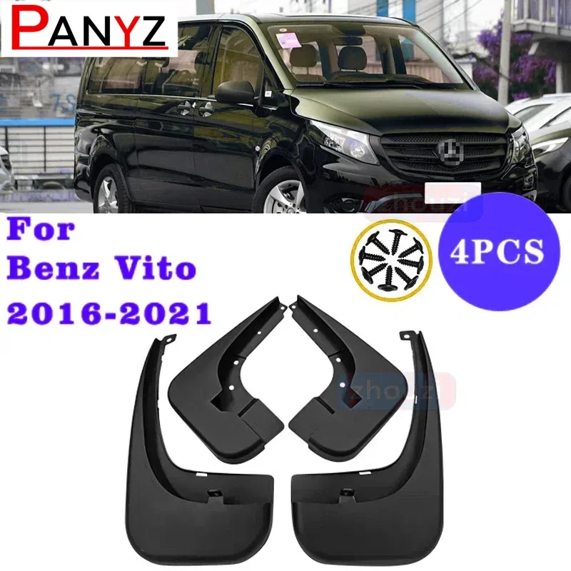 4pc Set For Benz Vito 2016-2021 Molded Mud Flaps Splash Guards Mudguards Fender Electric Styled Molded Car Flares Replacement